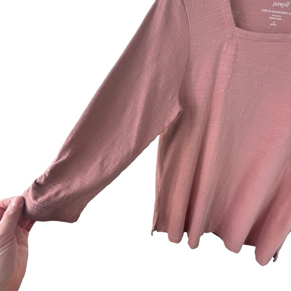 J. JILL Pure Jill Square-Neck Tunic 3/4 Sleeve Dusty Rose Women's Medium Petite - Picture 9 of 10